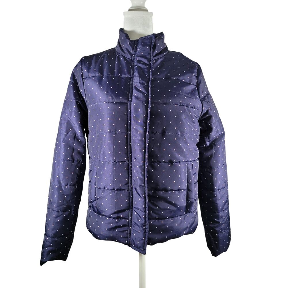 Copper Key Womens‎ Polka Dot Puffer Jacket Sz XS Blue Pink